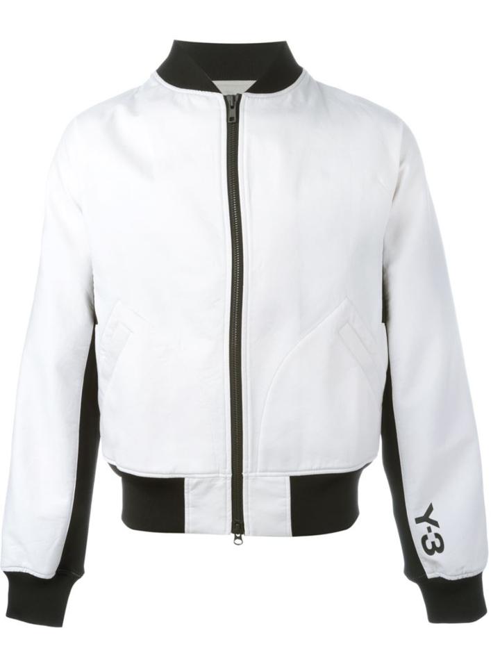 Y-3 Contrast Bomber Jacket, Men's, Size: Small, White, Cotton/polyurethane/polyamide/spandex/elastane