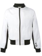 Y-3 Contrast Bomber Jacket, Men's, Size: Small, White, Cotton/polyurethane/polyamide/spandex/elastane