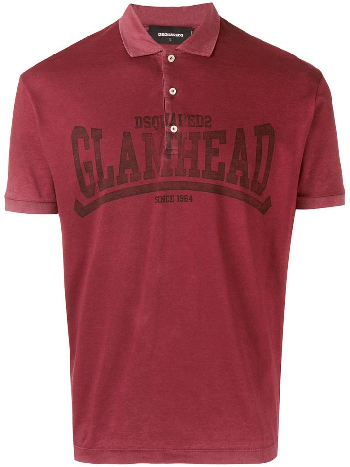 Dsquared2 - Glamhead Print Polo Shirt - Men - Cotton - Xl, Red, Cotton