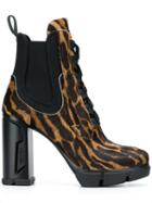 Prada Leopard Print Boots - Brown
