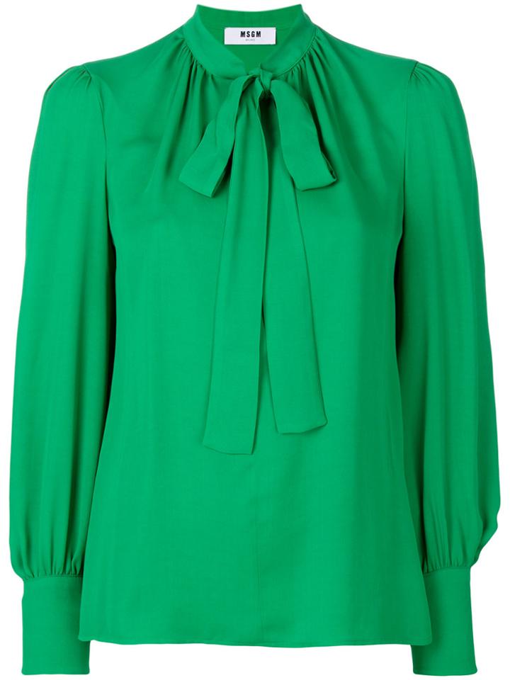 Msgm Pussy-bow Blouse - Green