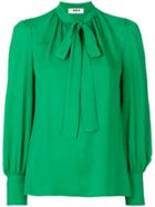 Msgm Pussy-bow Blouse - Green