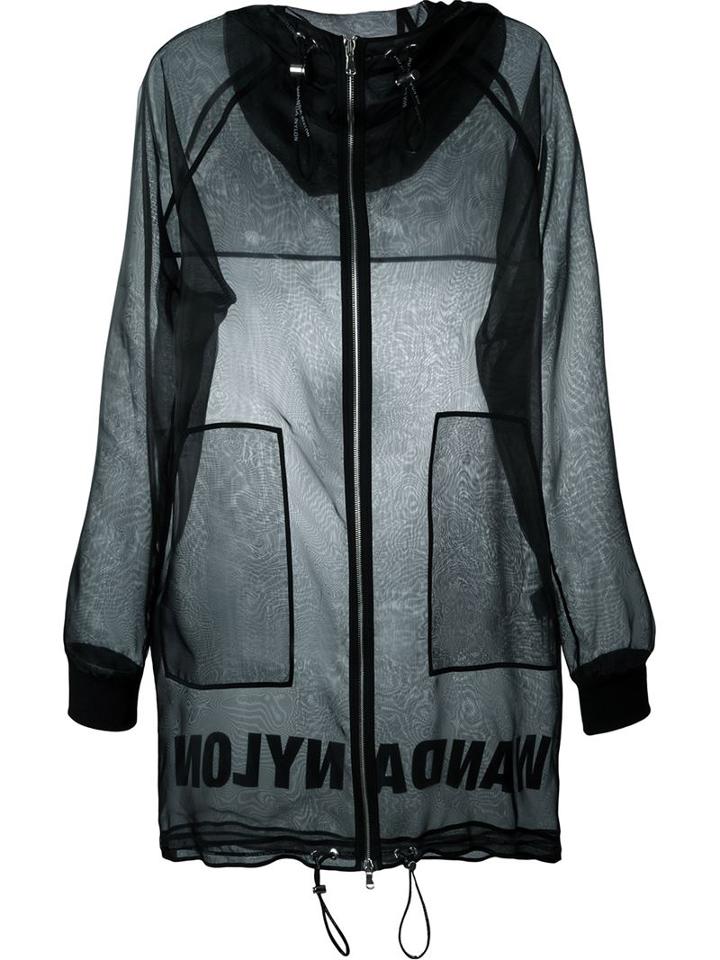 Wanda Nylon Sheer Oversize Hooded Parka, Women's, Size: 36, Black, Polyester