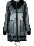 Wanda Nylon Sheer Oversize Hooded Parka, Women's, Size: 36, Black, Polyester