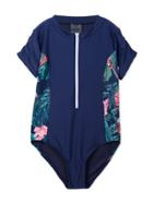 Duskii Girl Adela Short Sleeve Rash Swimsuit - Blue