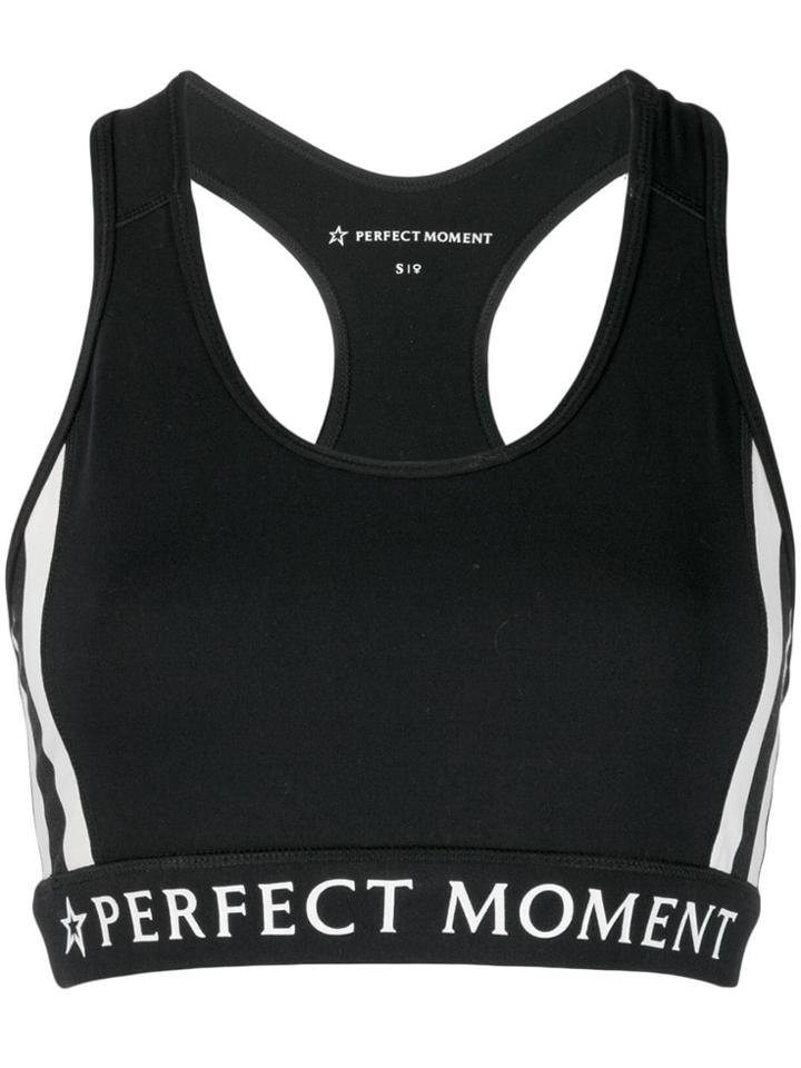 Perfect Moment Striped Racerback Sports Bra - Black