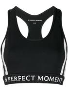 Perfect Moment Striped Racerback Sports Bra - Black