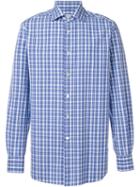 Kiton Plaid Shirt, Men's, Size: 44, Blue, Cotton