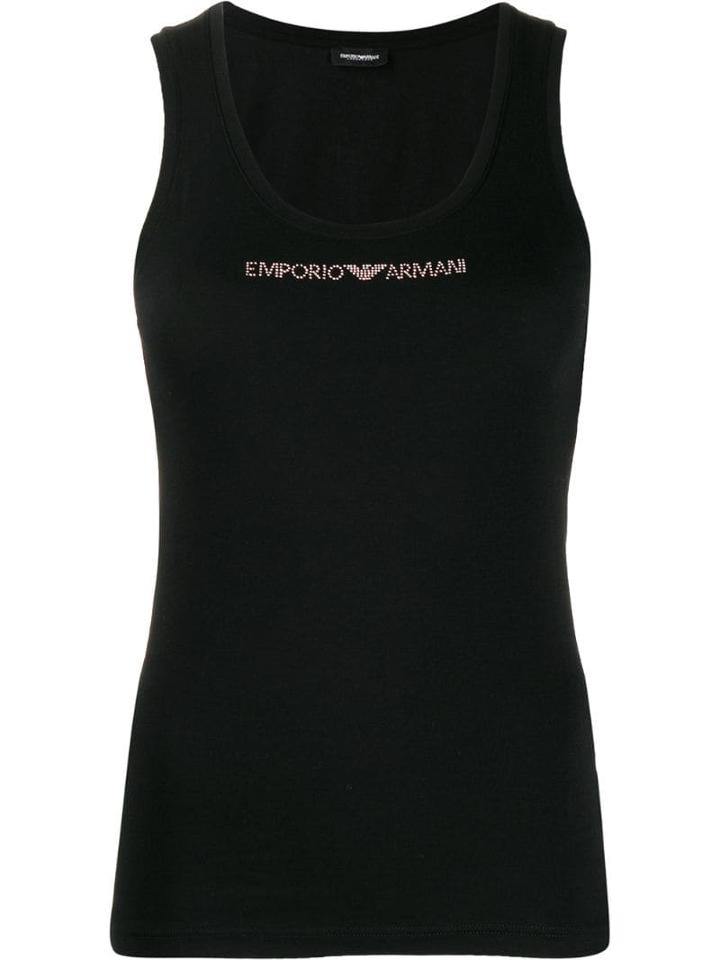 Emporio Armani Logo Stud Vest Top - Black