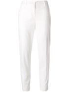 P.a.r.o.s.h. Embroidered Slim Fit Trousers, Women's, Size: Large, White, Cotton