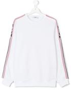 Msgm Kids Teen Stripe Sleeve Sweatshirt - White