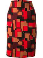Jean Louis Scherrer Vintage Geometric Print Skirt, Women's, Size: 36, Brown