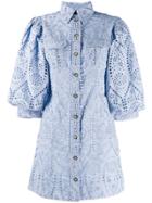 Ganni Lace Shirt Dress - Blue