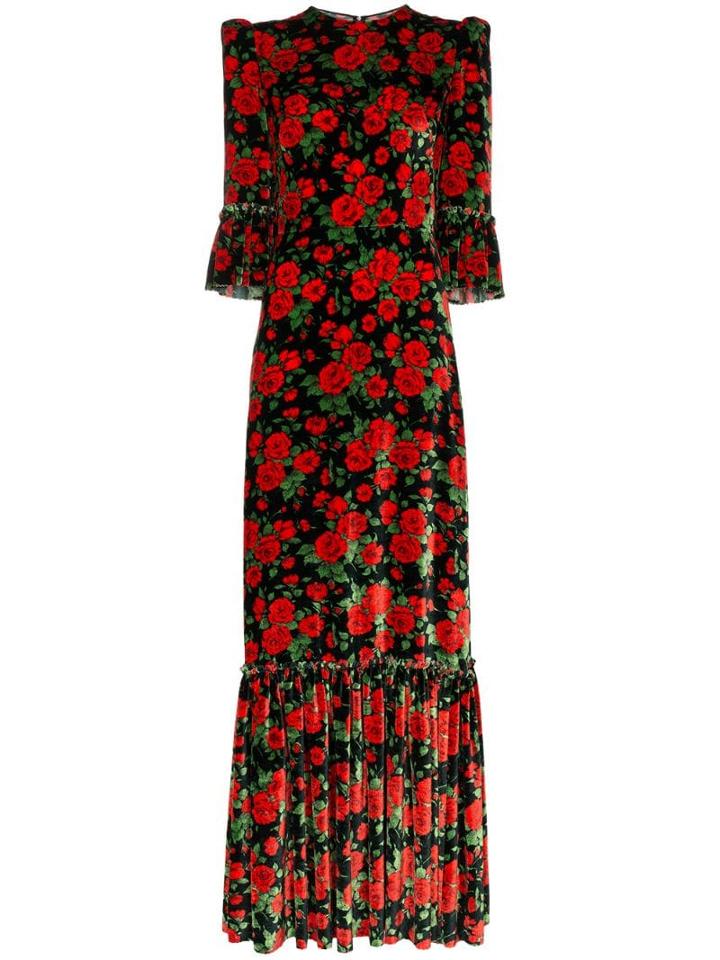 The Vampire's Wife Festival Rose Print Maxi Dress - Black