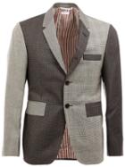Thom Browne Notched Lapel Patterned Blazer, Men's, Size: 0, Grey, Cupro/wool