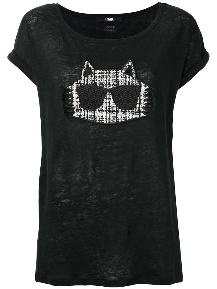 Karl Lagerfeld D2 T-shirt, Women's, Size: Xs, Black, Linen/flax