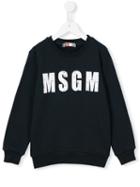 Msgm Kids Logo Print Sweatshirt, Boy's, Size: 12 Yrs, Blue