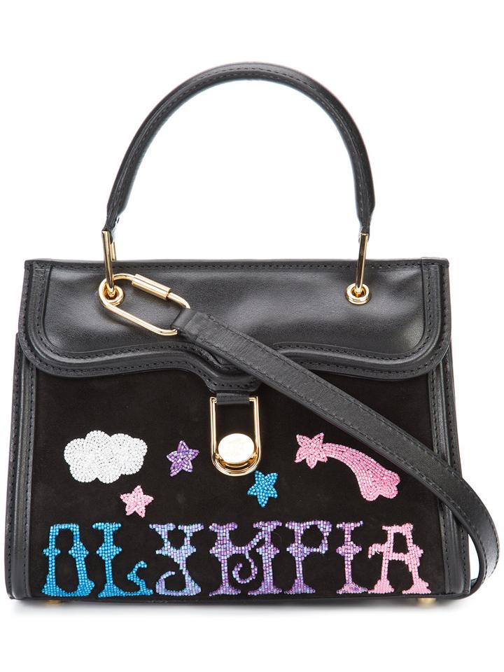 Olympia Le-tan - Logo Appliqué Mini Tote - Women - Leather - One Size, Black, Leather