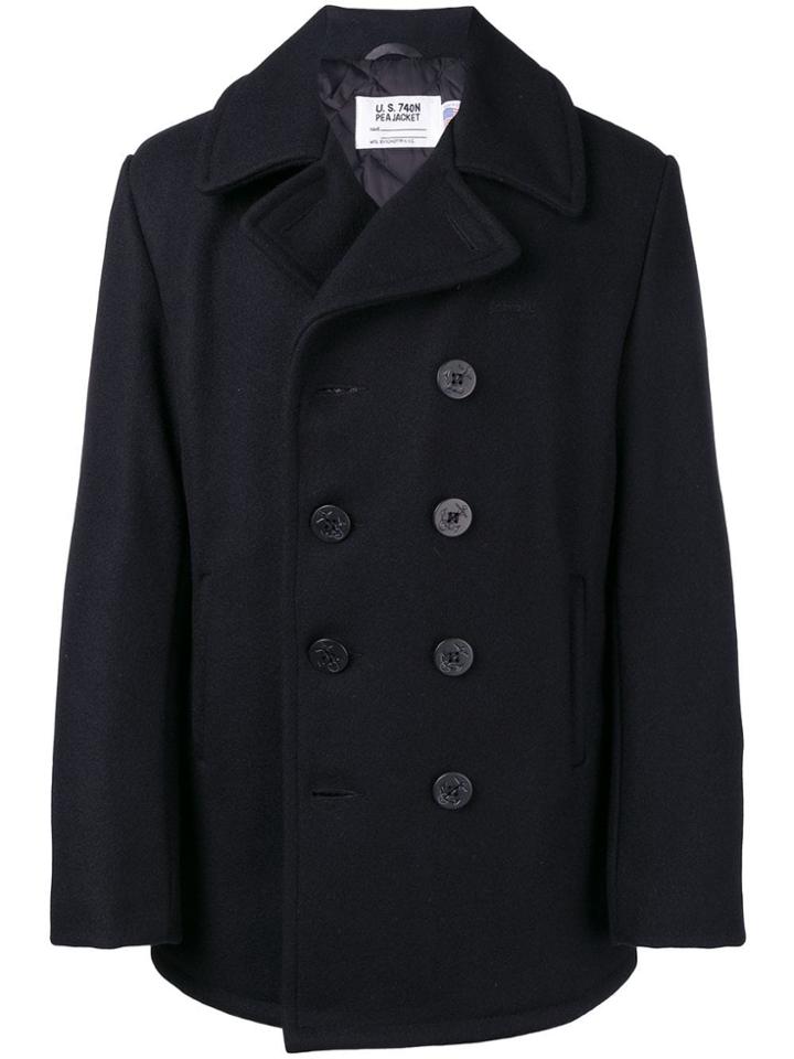 Schott Double Breasted Coat - Blue