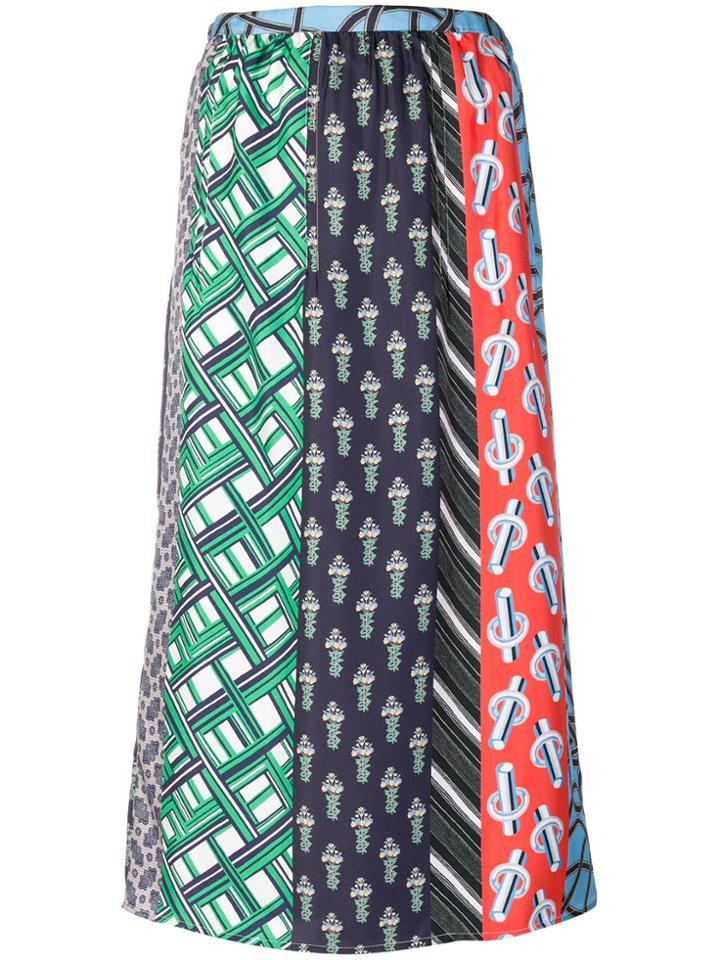 Carven Contrast Print Midi Skirt - Multicolour