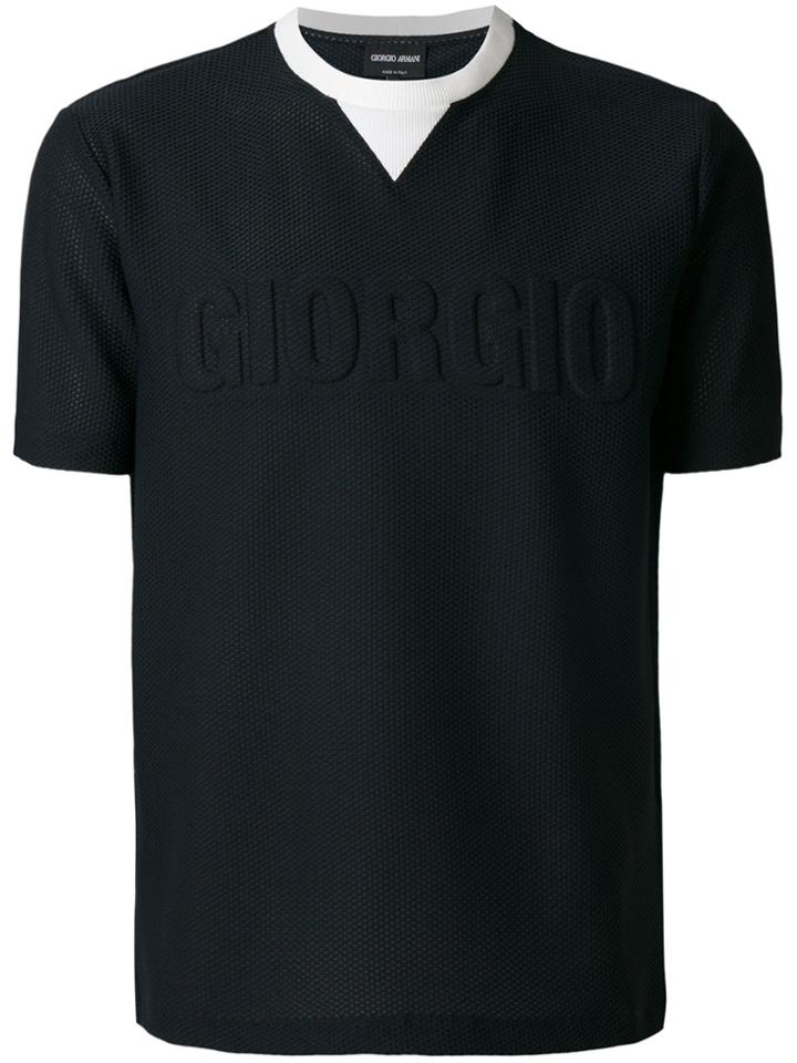 Giorgio Armani Embossed Mesh Layer T-shirt - Blue