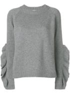 Red Valentino Ruffle Sleeve Sweater - Grey