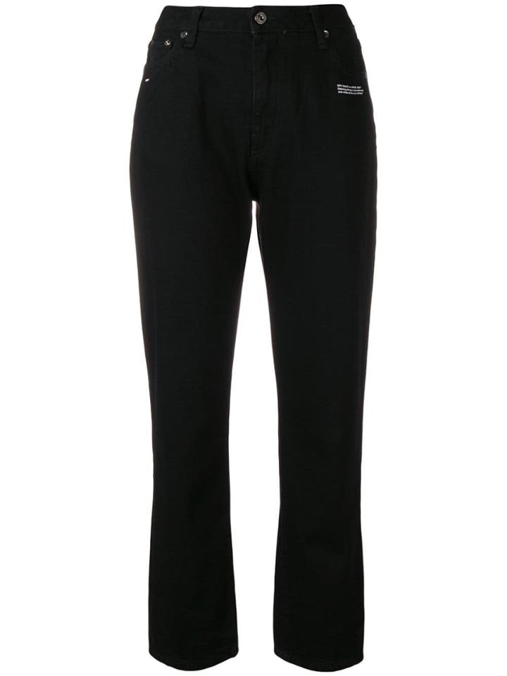 Off-white Cropped High-waisted Jeans - Black