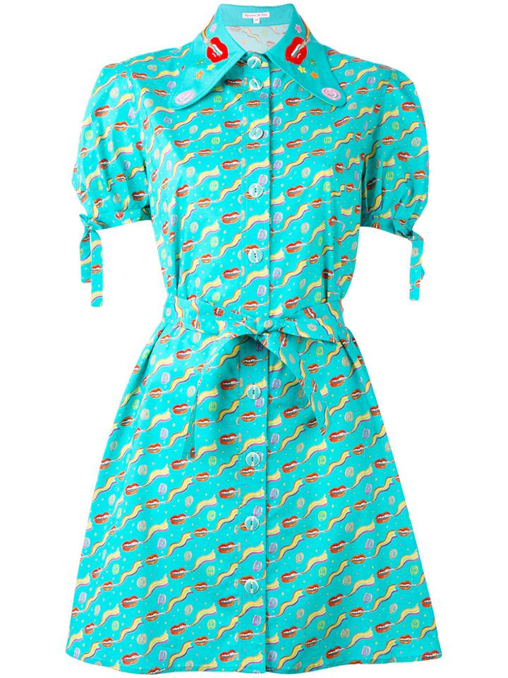 Olympia Le-tan 'banana Kush' Dutchies Print Dress - Blue