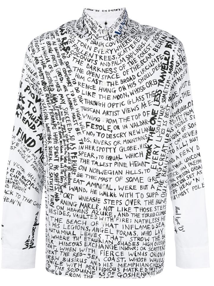 Oamc - Scribble Print Shirt - Men - Cotton - M, White, Cotton