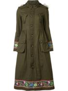 Red Valentino Hooded Embroidered Coat - Green