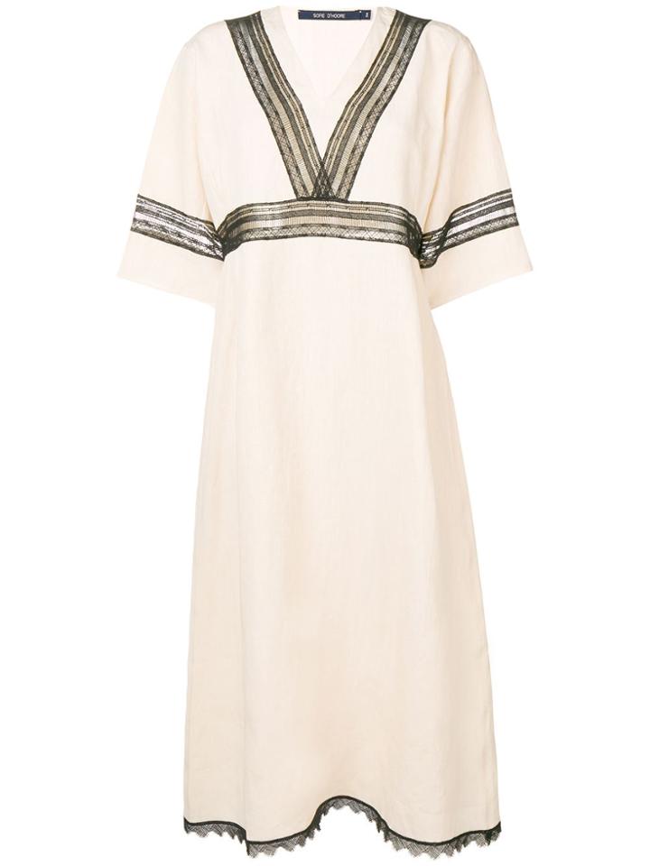 Sofie D'hoore Black Trim Midi Dress - Neutrals