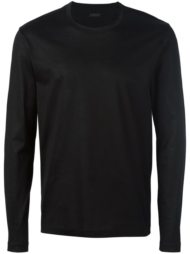 Z Zegna Round Neck T-shirt, Men's, Size: Xl, Black, Cotton