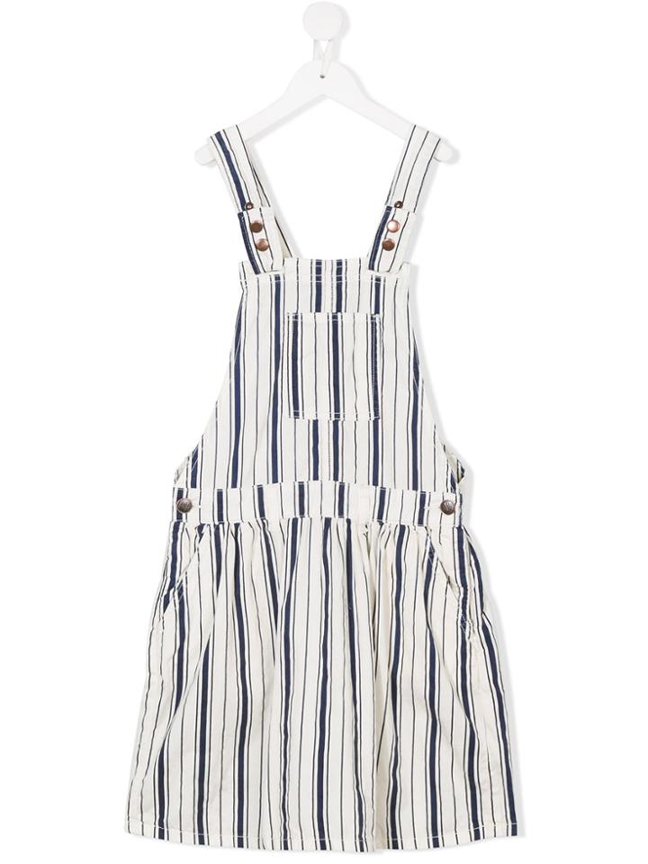 American Outfitters Kids Teen Striped Dungarees-style Dress - White
