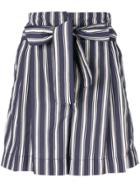 Jacob Cohen Tied Waist Striped Shorts - Blue