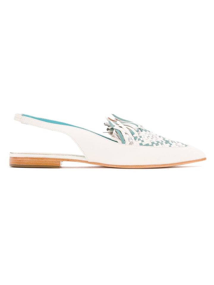 Sarah Chofakian Pointed Toe Ballerinas - White