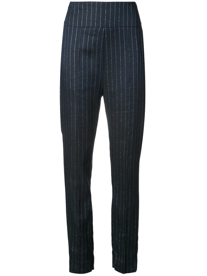 Pinstripe Trousers - Women - Linen/flax/lurex/viscose - 40, Blue, Linen/flax/lurex/viscose, Alexandre Vauthier