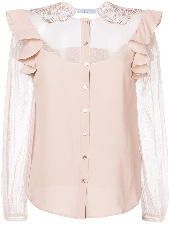 Blumarine Sheer Panel Shirt - Pink & Purple