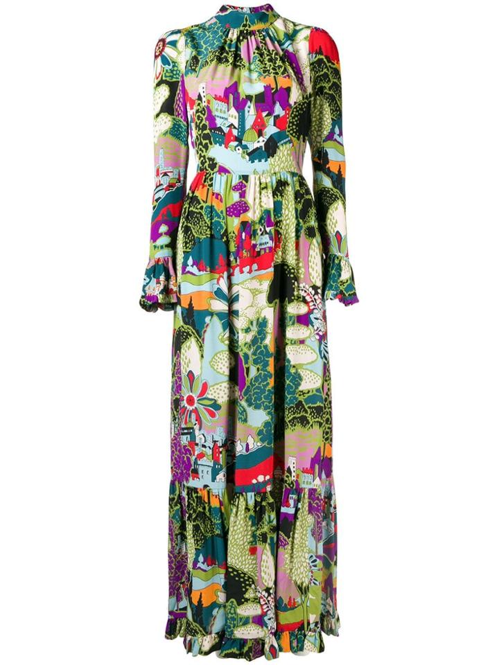 La Doublej Scenery Print Dress - Blue