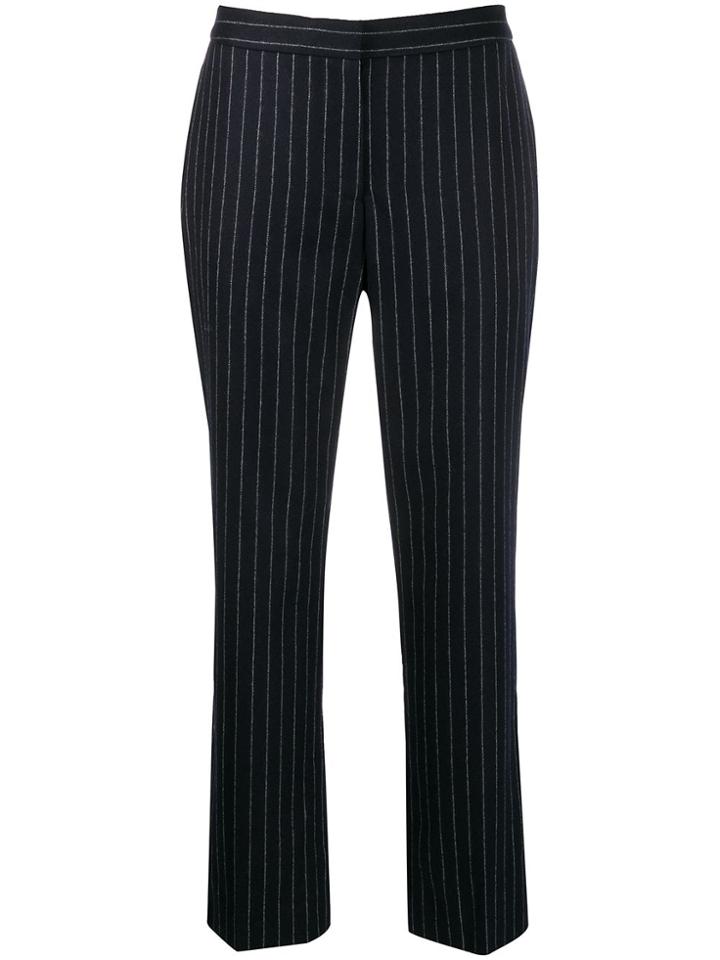 Alexander Mcqueen Cropped Flared Pinstripe Trousers - Black