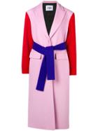 Msgm Contrasting Belted Coat - Pink & Purple