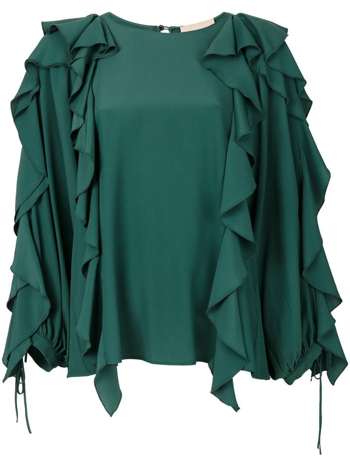 Erika Cavallini Draped Ruffle Blouse - Green