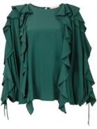 Erika Cavallini Draped Ruffle Blouse - Green