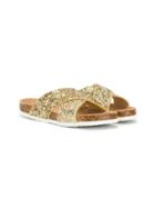 Colors Of California Kids Teen Glitter Crisscross Sandals - Gold