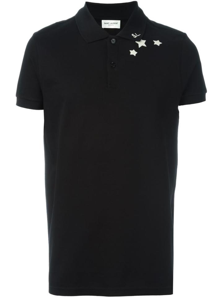 Saint Laurent Star And Initial Print Polo Shirt