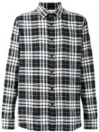 Saint Laurent Signature Yves Collar Plaid Shirt, Men's, Size: 42, Black, Cotton/polyurethane