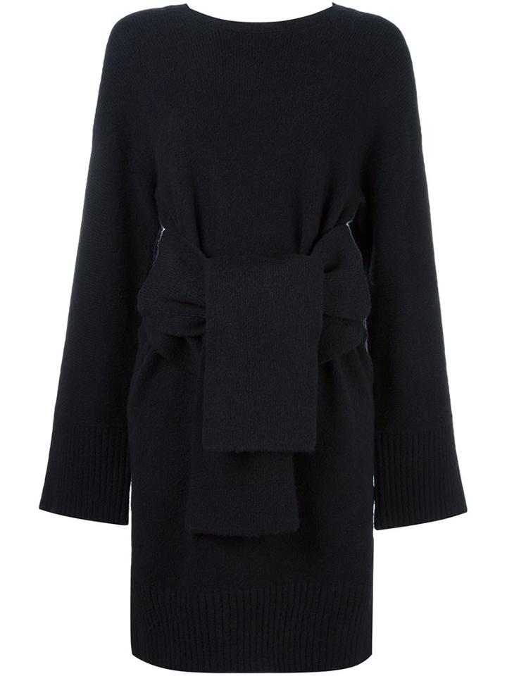 3.1 Phillip Lim Belted Knit Dress, Women's, Size: Medium, Black, Polyester/spandex/elastane/wool