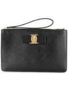 Salvatore Ferragamo Vara Clutch, Men's, Black, Calf Leather