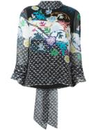 Peter Pilotto Floral Neck Tie Blouse - Black