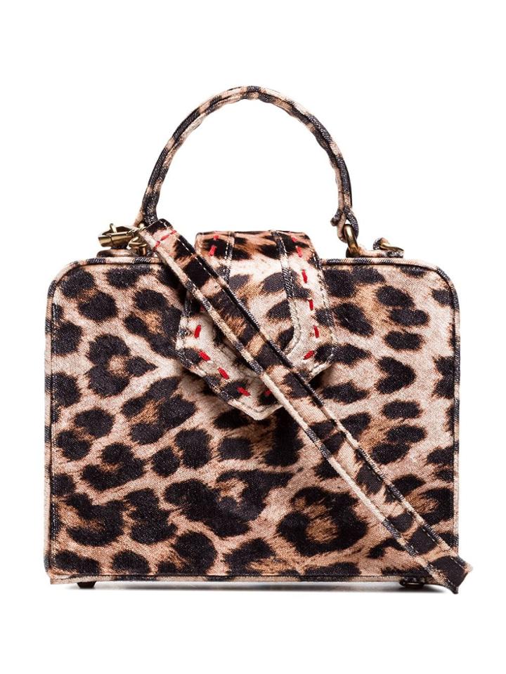 Mehry Mu Beige And Brown Fey Mini Leopard Print Box Bag