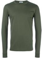 Tomas Maier Crew Neck Slim Sweatshirt, Men's, Size: Medium, Green, Cotton